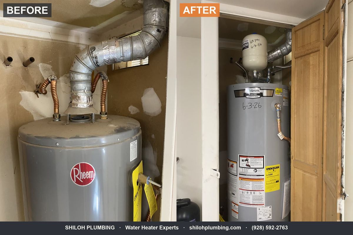 Before and after: water heater replacement with new supply lines
